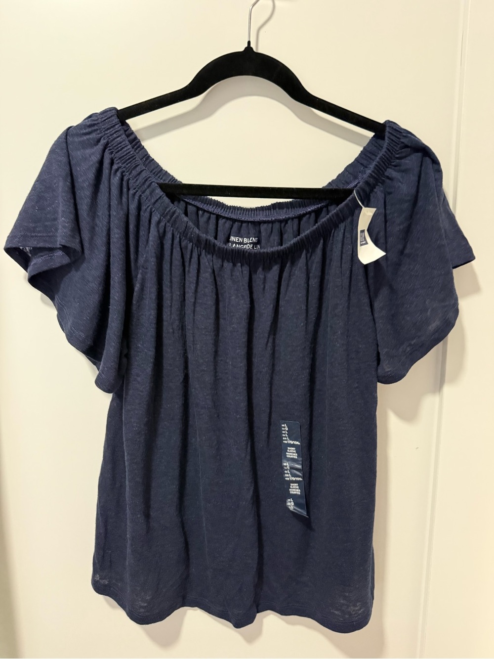 GAP Navy Blue Off-Shoulder Short Sleeve Top